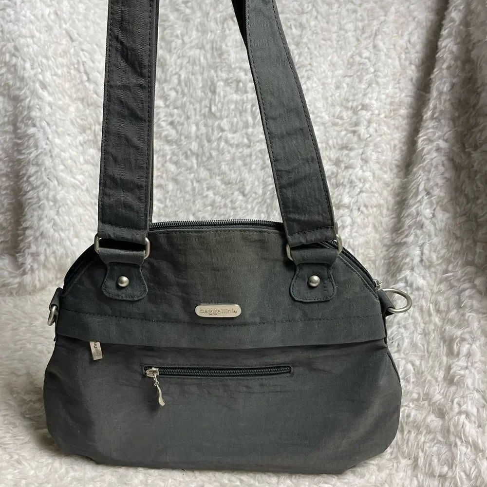 Baggallini gray Nylon small shoulder bag with padded interior compartment